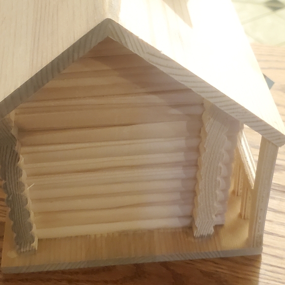 Woodpile Log Cabin Style Wooden Birdhouse Bird wood 0321 - Picture 6 of 9